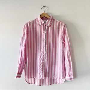 LOLA RIVER | Pink Candy Striped Long Sleeve Button Down Shirt | XS